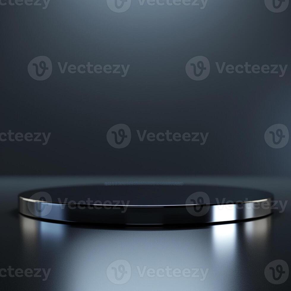 A black and silver wireless charging pad on a table photo