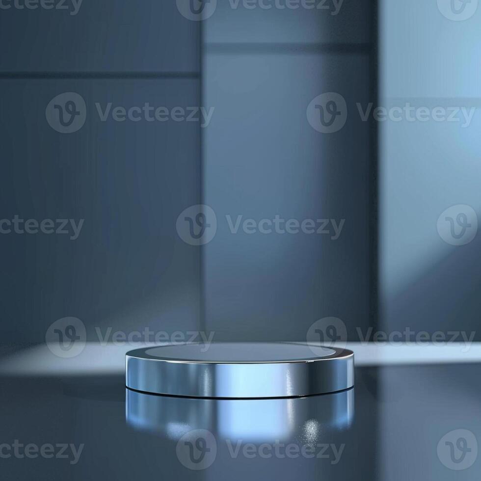 A silver object on a table in front of a wall photo