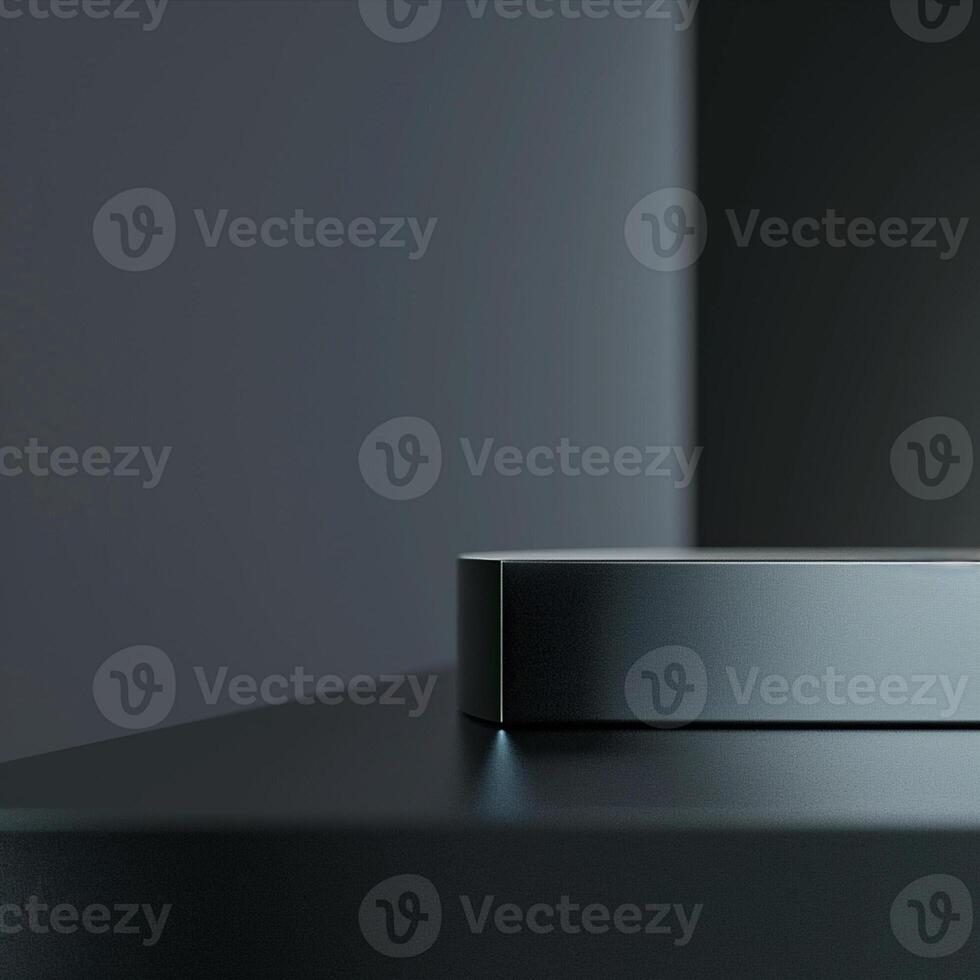 A black box with a silver top on a table photo