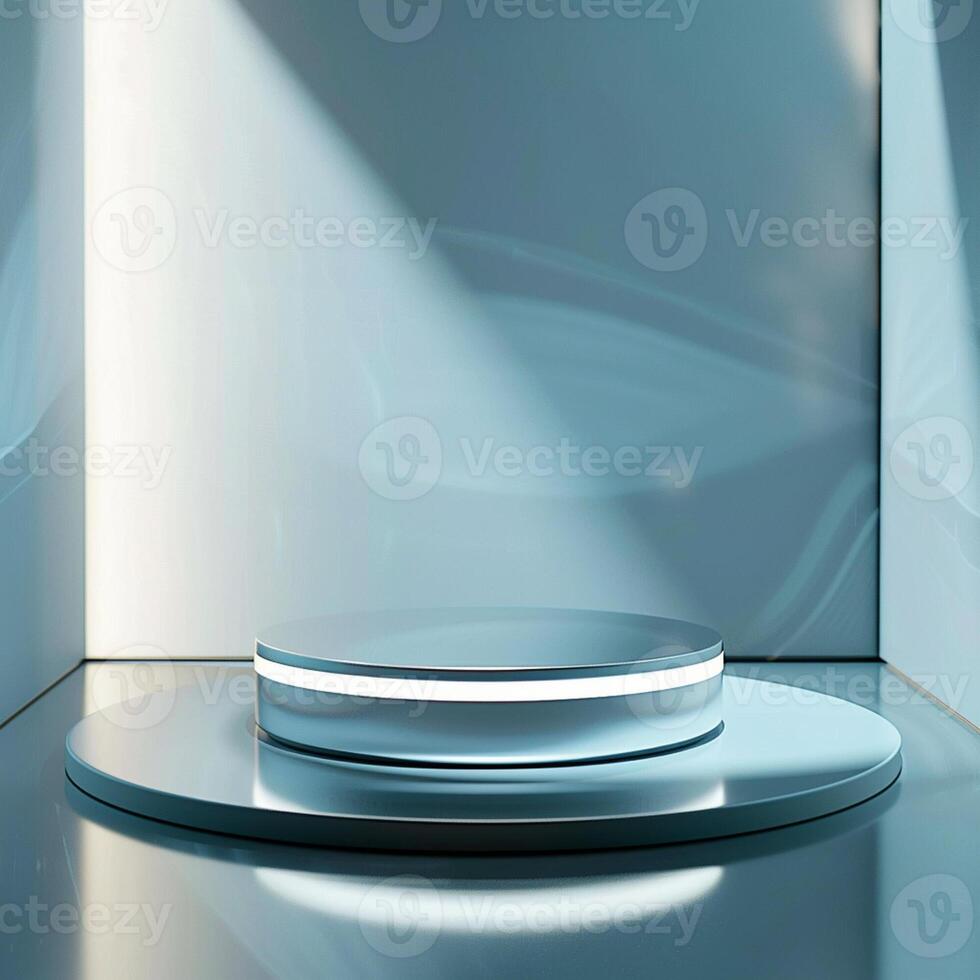 A white circular object on a table in a room photo