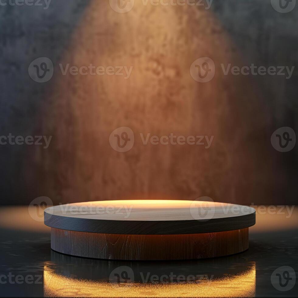 An empty round table with a spotlight on it photo