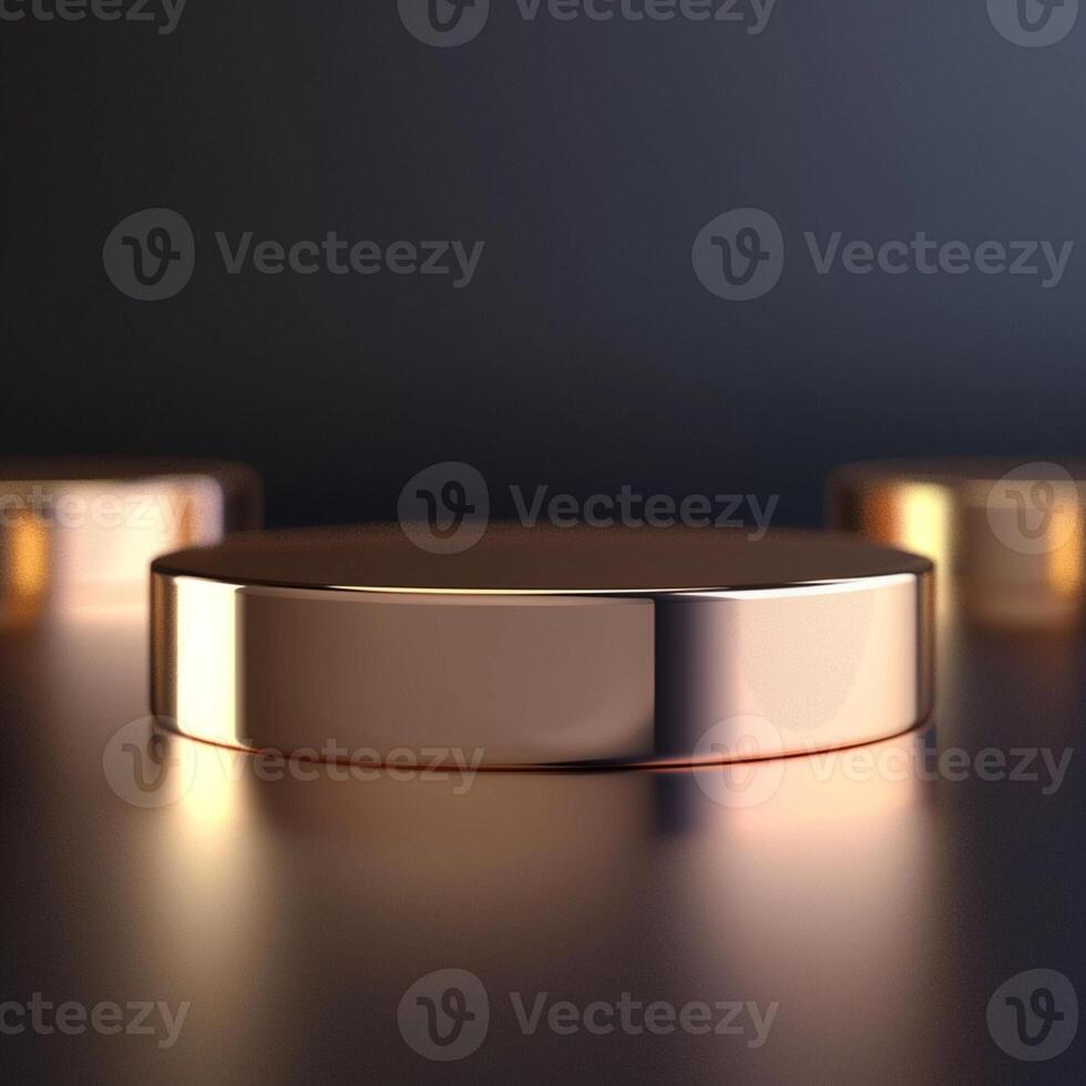 Three gold round objects on a black background photo