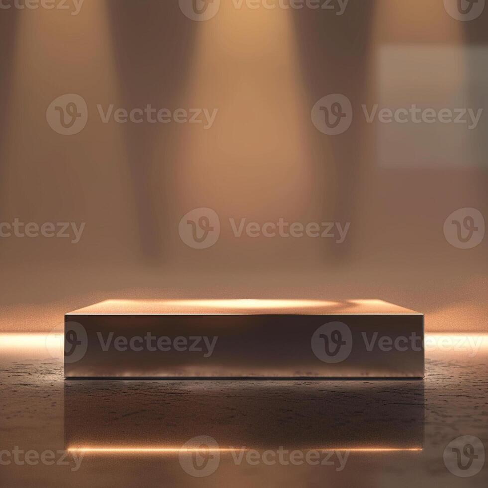 An empty stage with spotlight lights photo