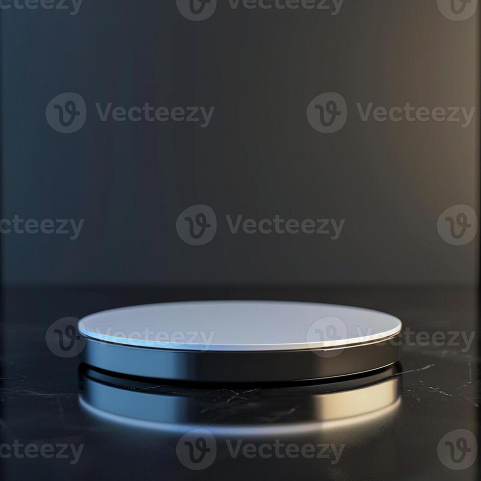 A white circular object on a black surface photo