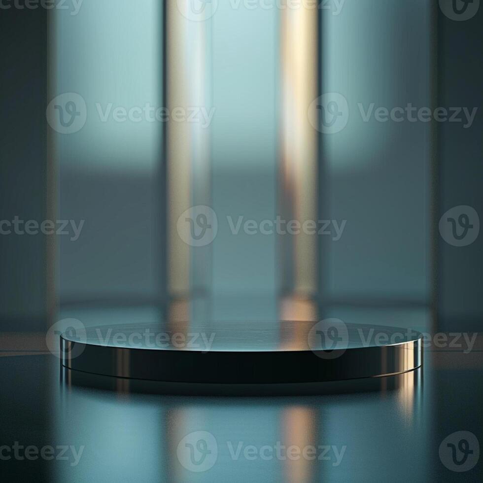 An empty podium in a dark room photo