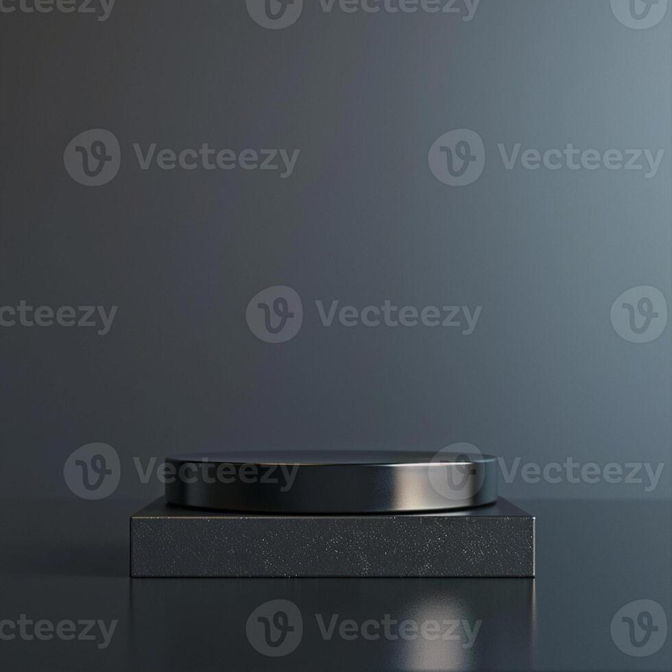 A black object on a table with a gray background photo