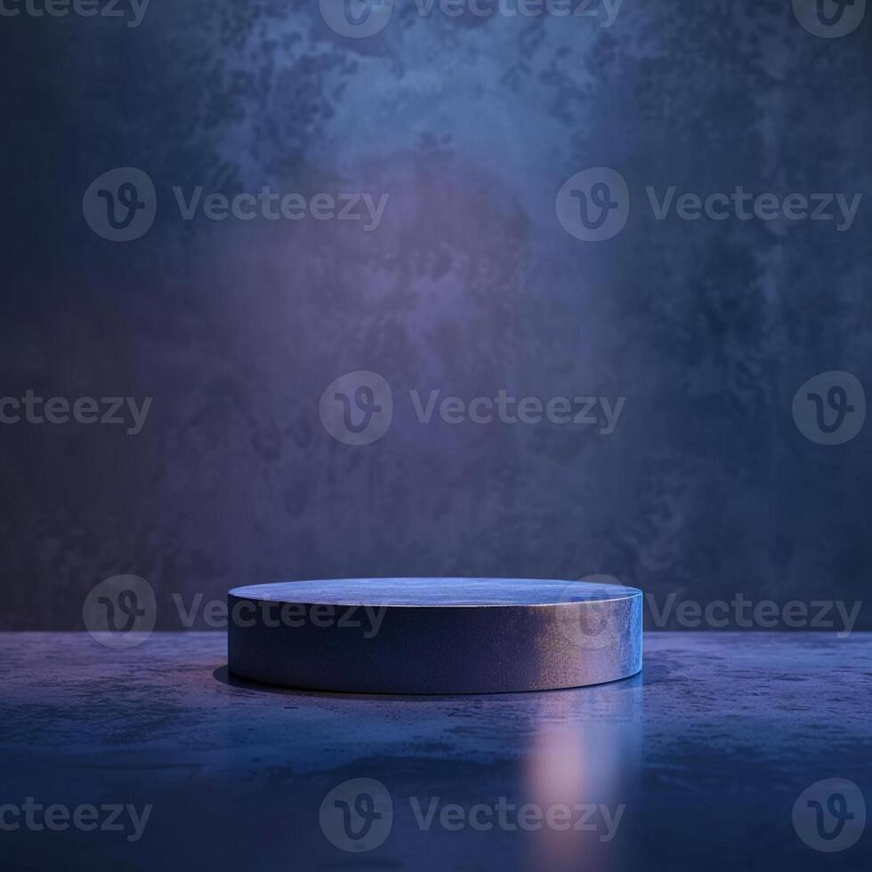 An empty round table on a dark background photo