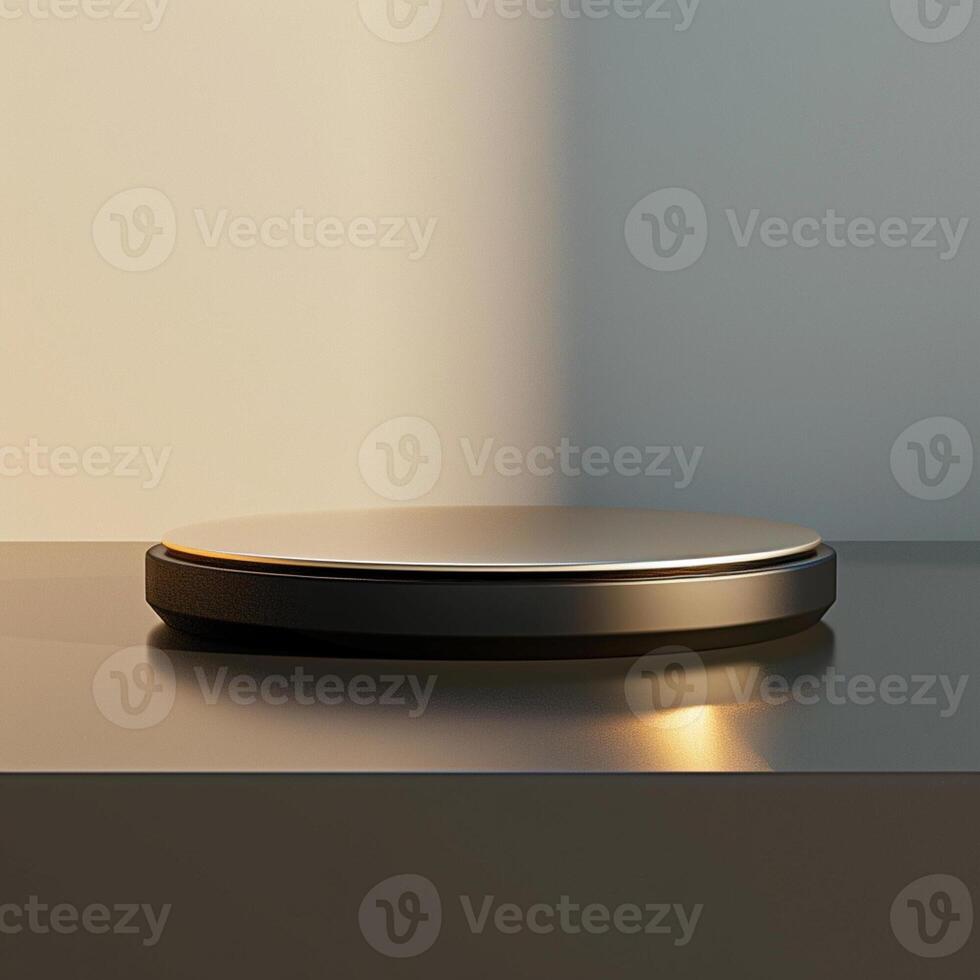 A black and silver object on a table photo