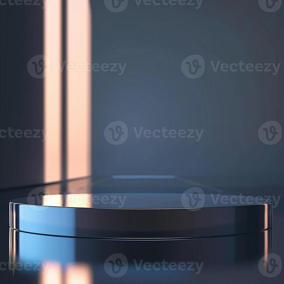 A glass table with a light shining on it photo