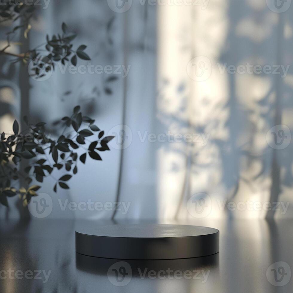 A black object on a table with a plant in the background photo