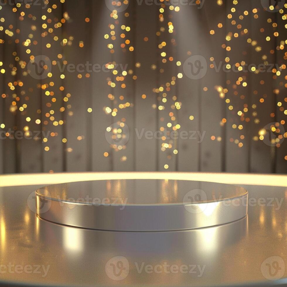 Empty podium with lights in the background photo