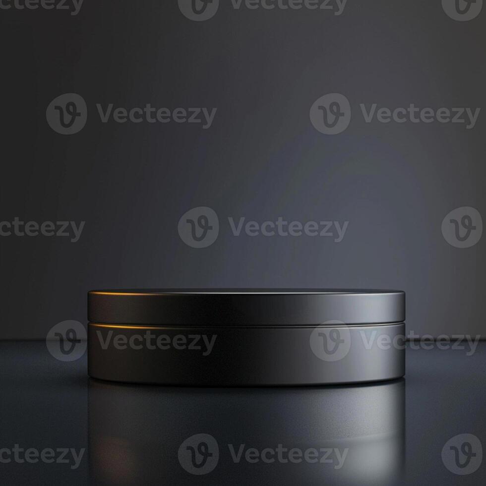 Black empty box with a reflection on a dark background photo