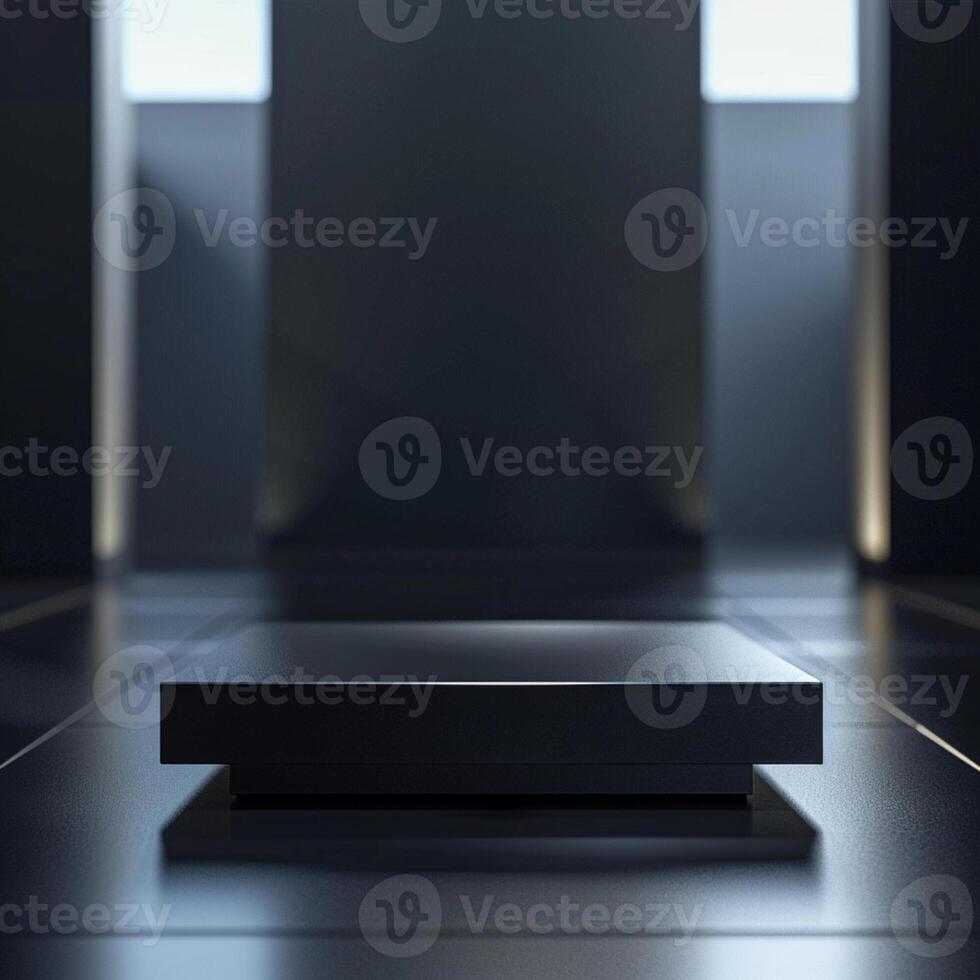 An empty black box sitting on a floor in a room photo