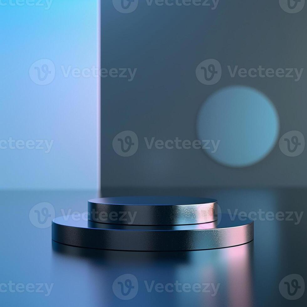 3d render of a black pedestal on a table photo