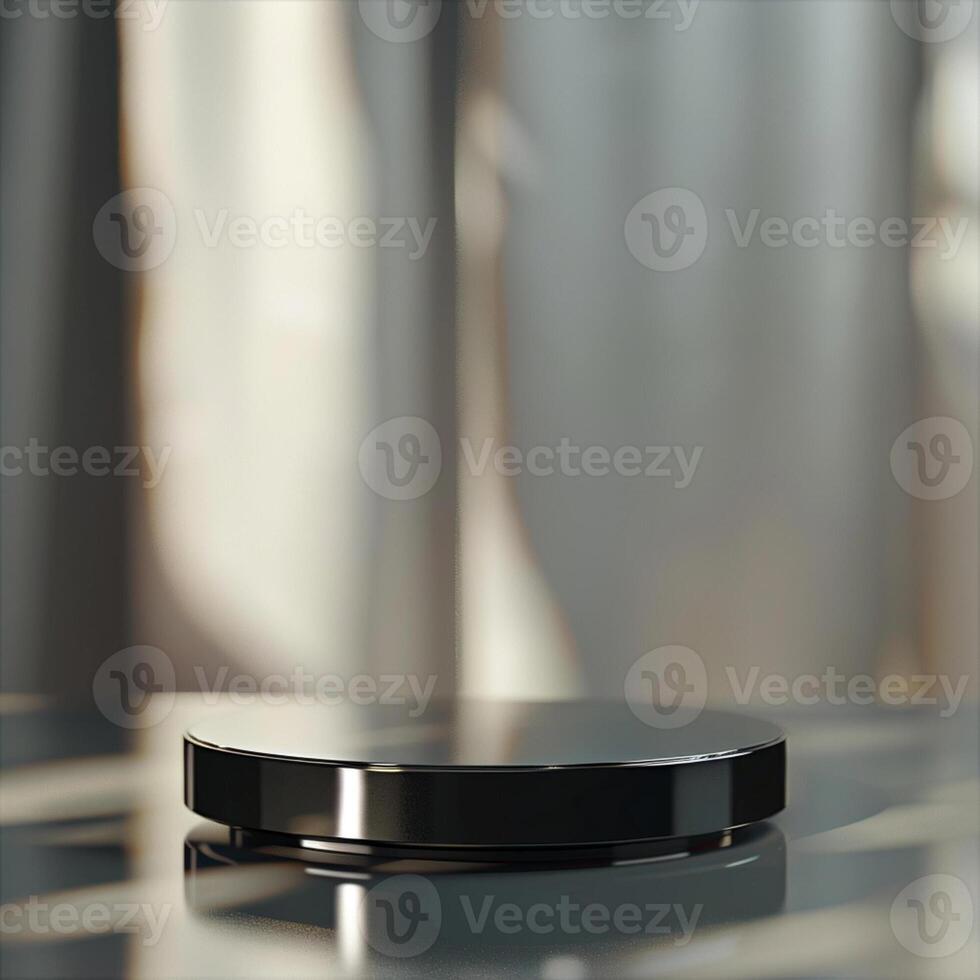 A black object on a table with a window in the background photo
