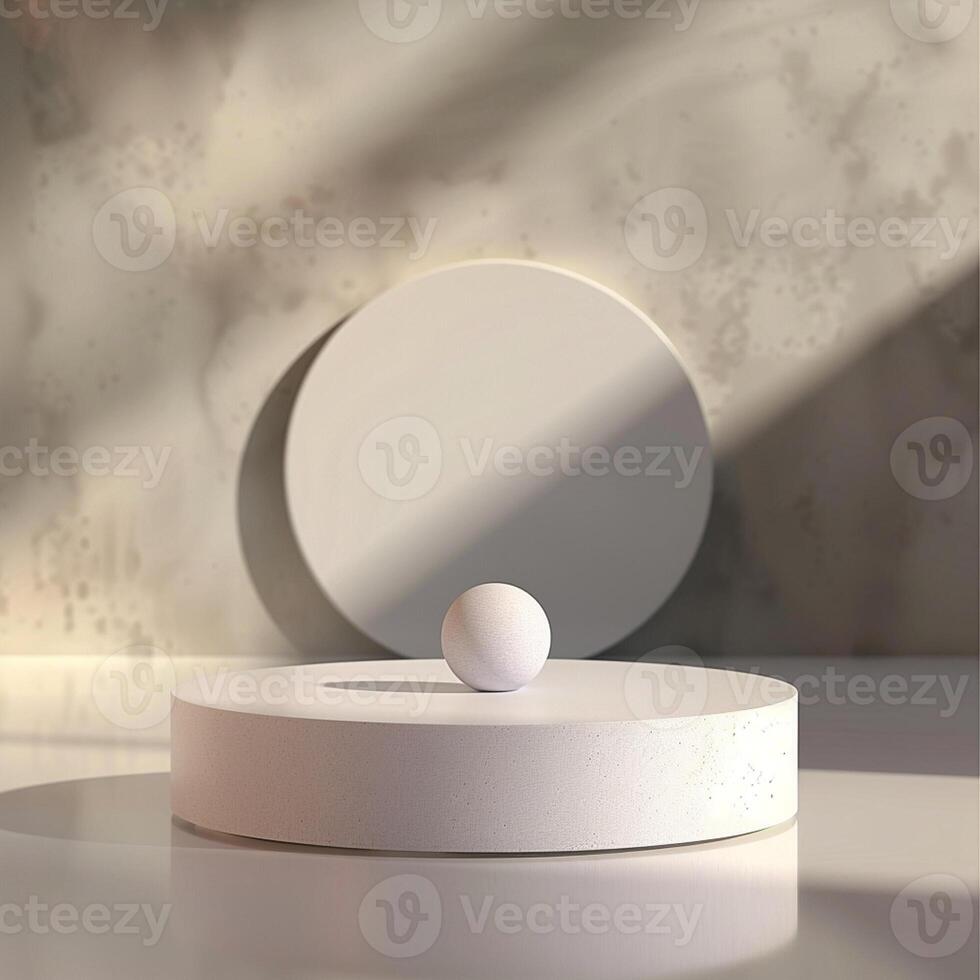 A white ball on top of a white pedestal photo