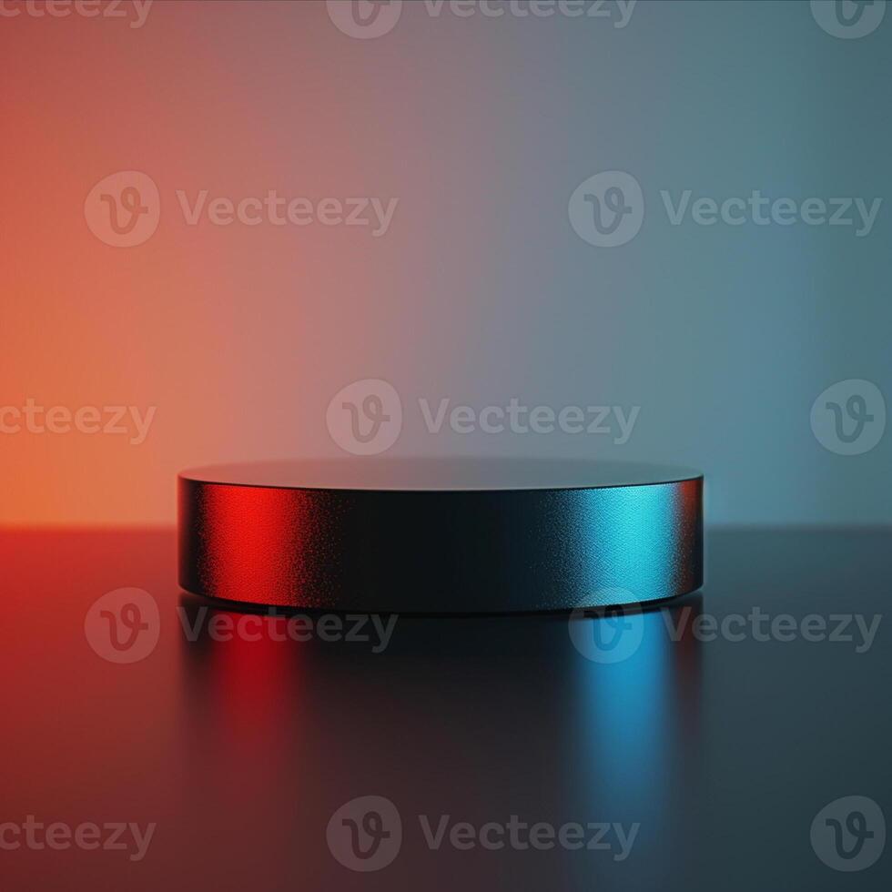 A black and red round object on a table photo