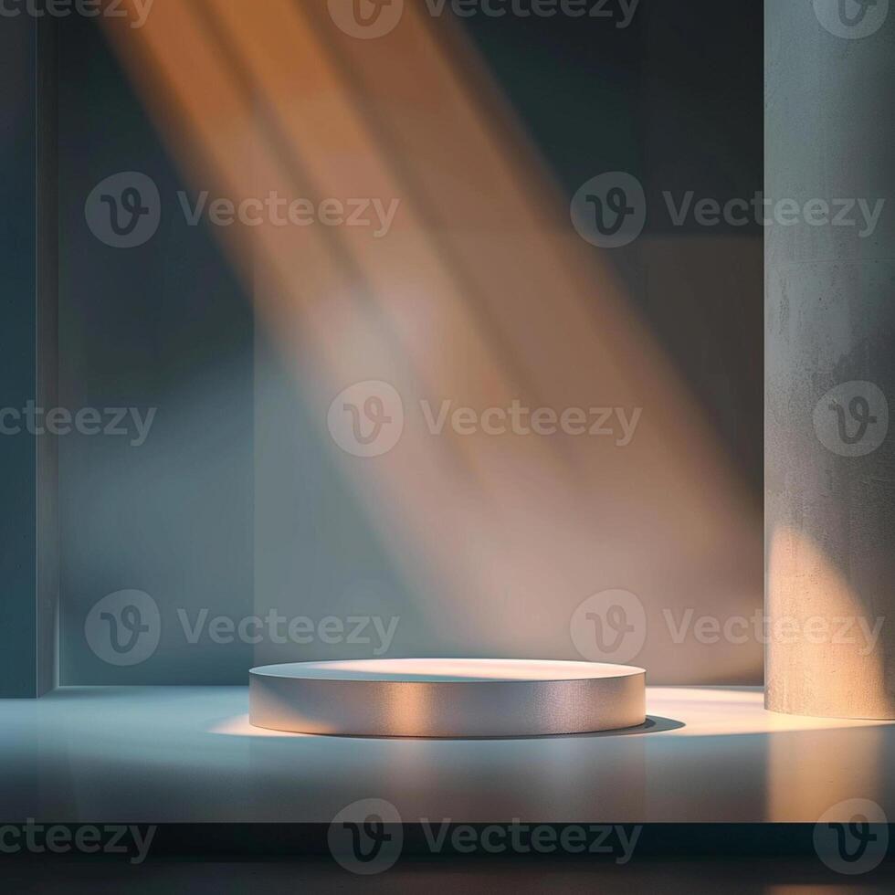 An empty stage with a spotlight shining on it photo