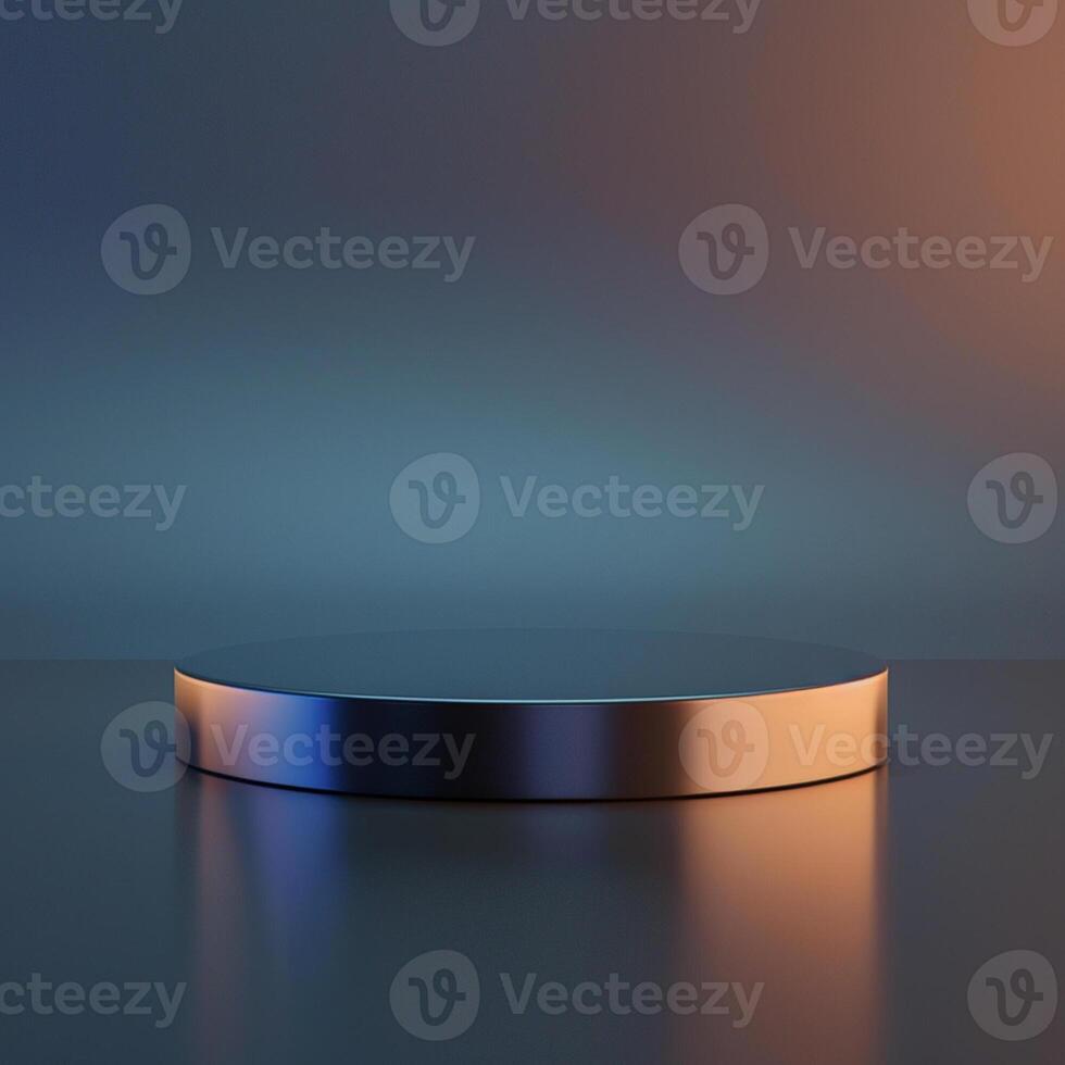 3d render of a round podium on a dark background photo