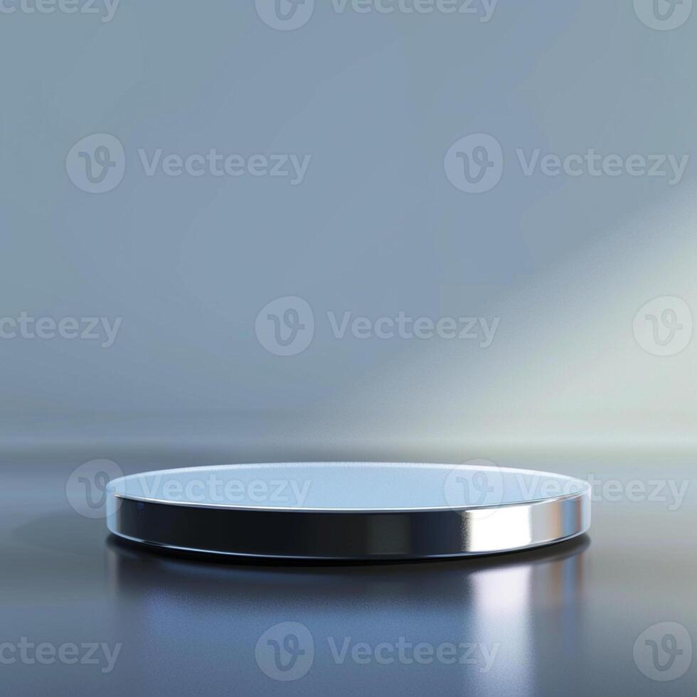 A round silver object on a table photo
