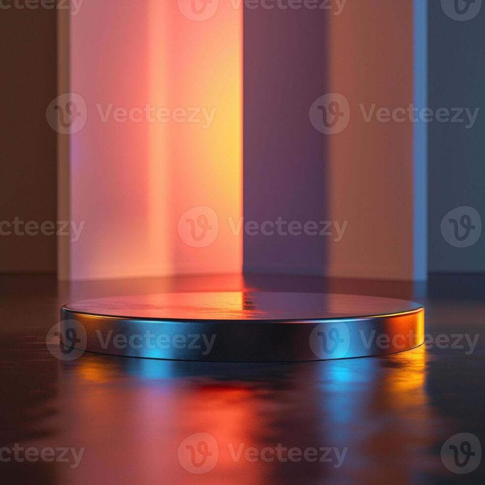 A round table with a light shining on it photo