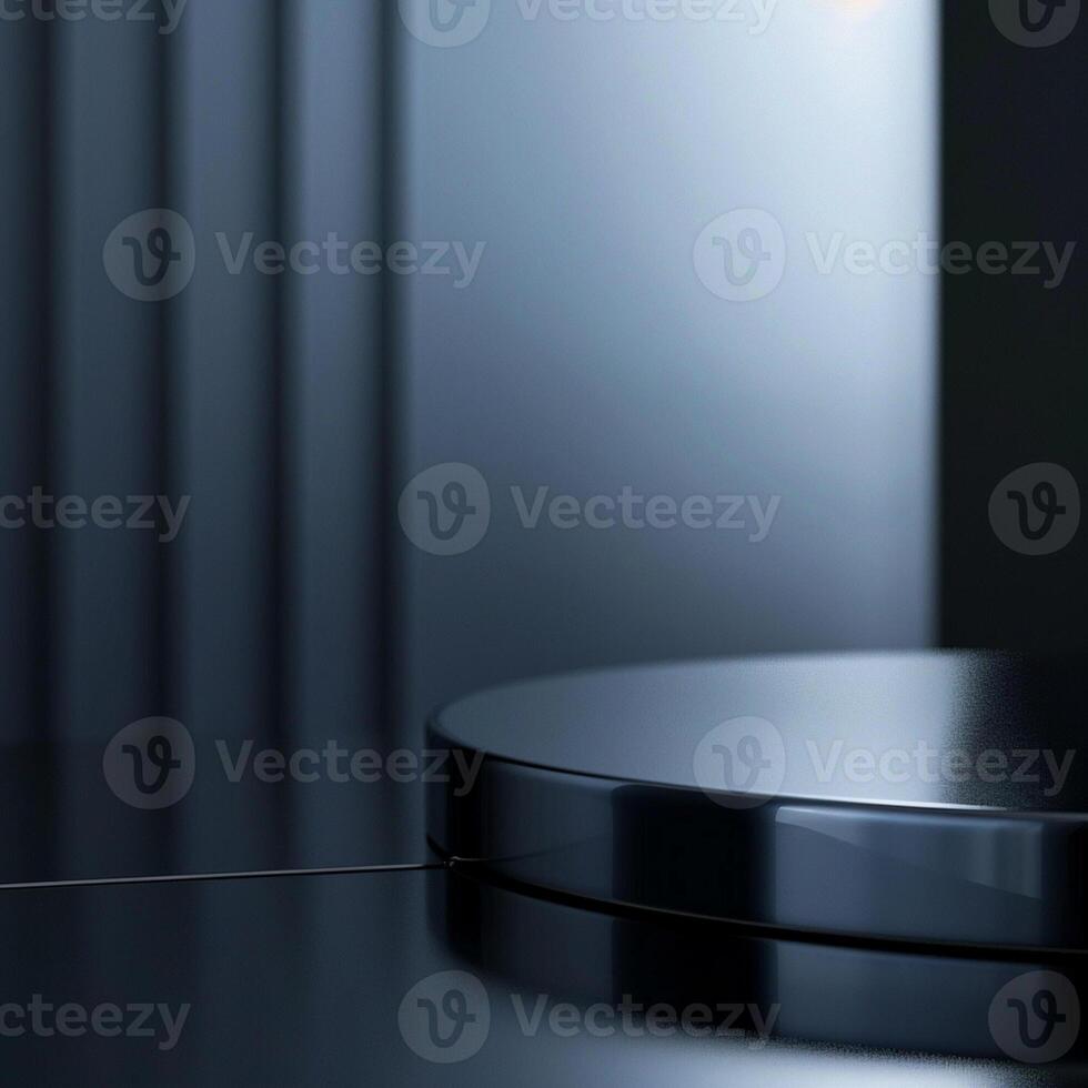 A black table with a circular object on it photo