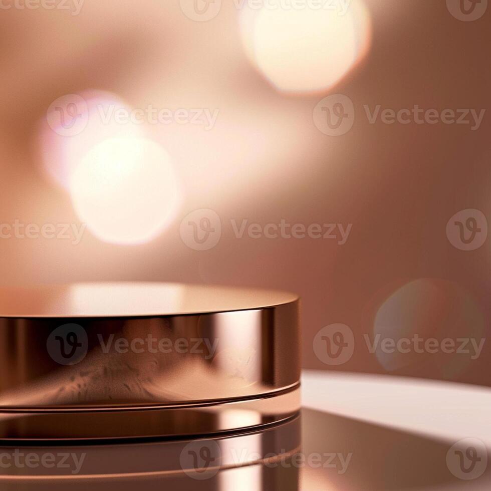 A close up of a round metal container on a table photo