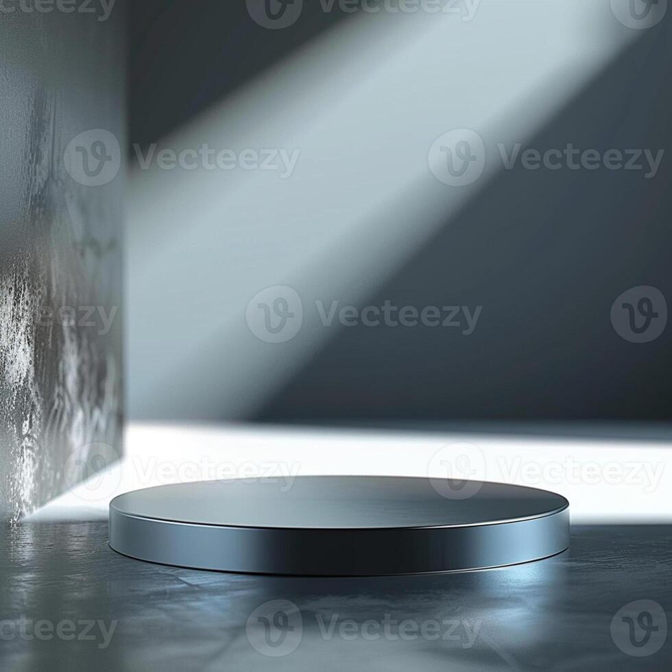 A round metal object on a concrete floor photo