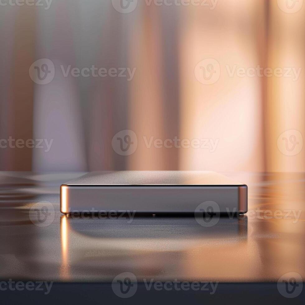 A silver box sitting on a table photo