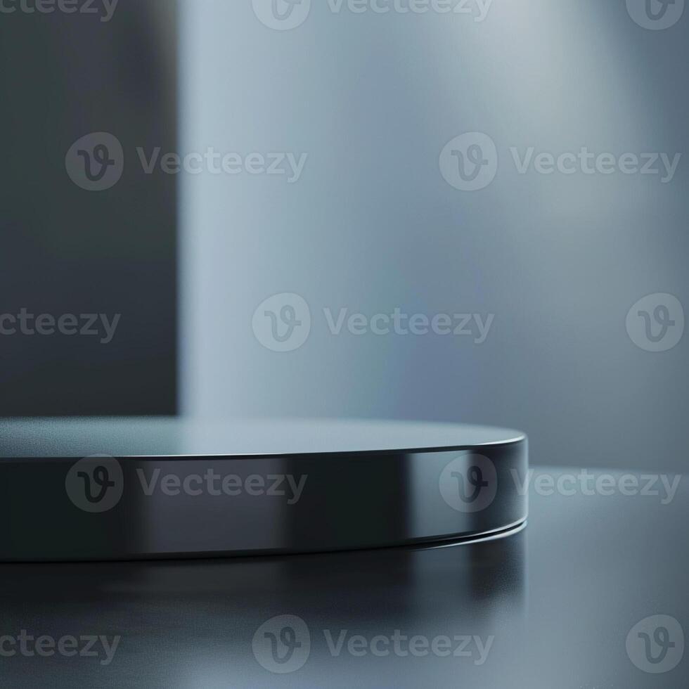 A black circular object on a table photo