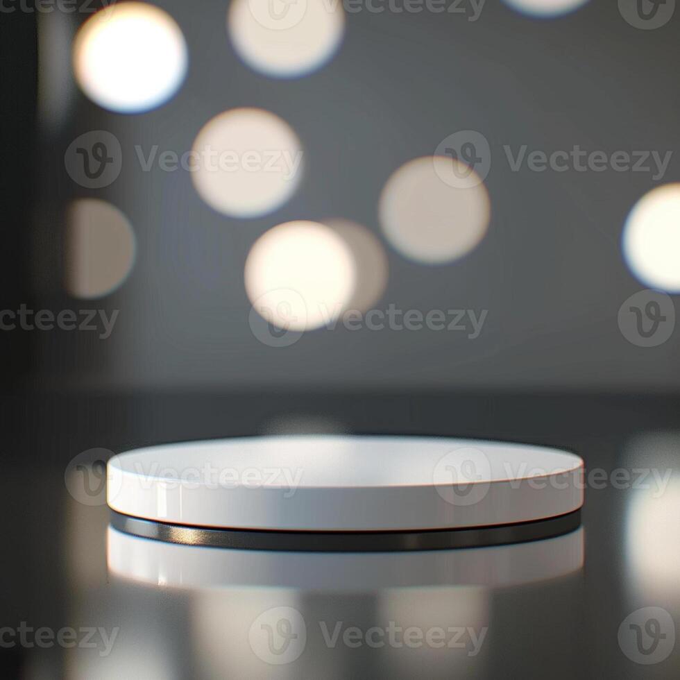 A white object on a table in front of a blurred background photo
