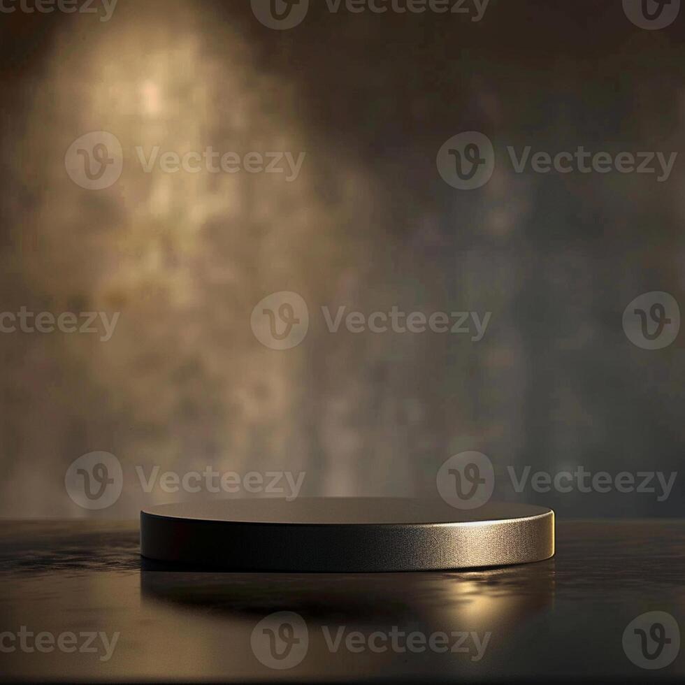 An empty round table on a table with a light photo