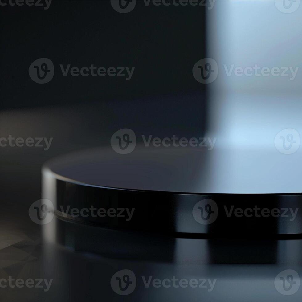A black circular object on a table photo