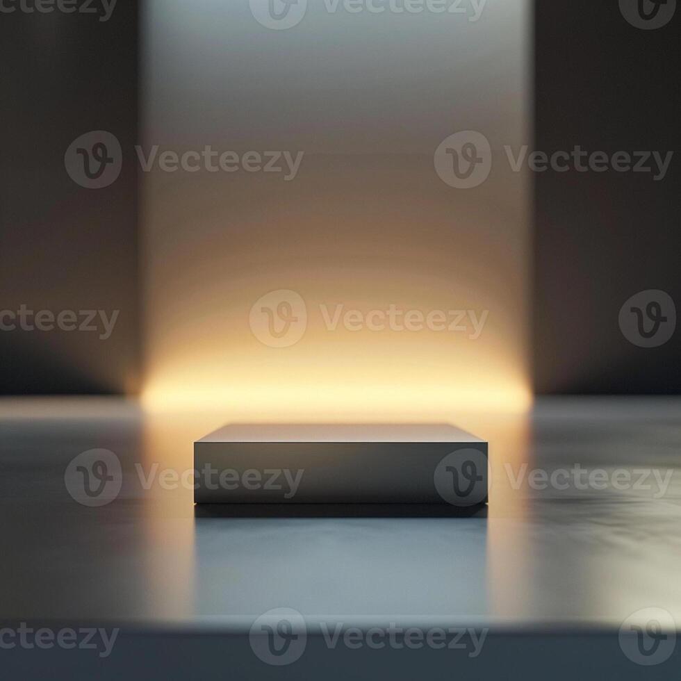 An empty box on a table in a dark room photo