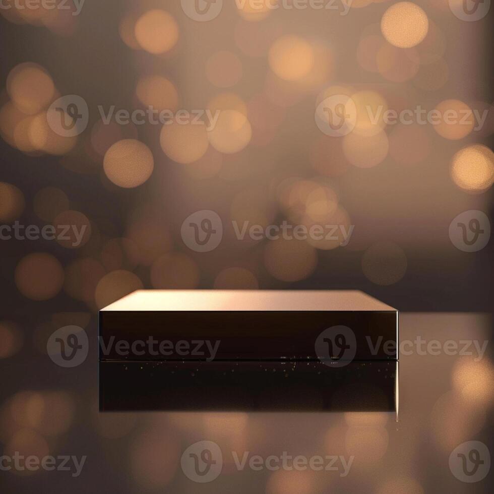 A black box sitting on a table with a bokeh effect photo