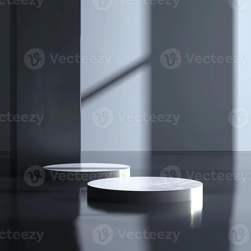 A white round table with a shadow on it photo