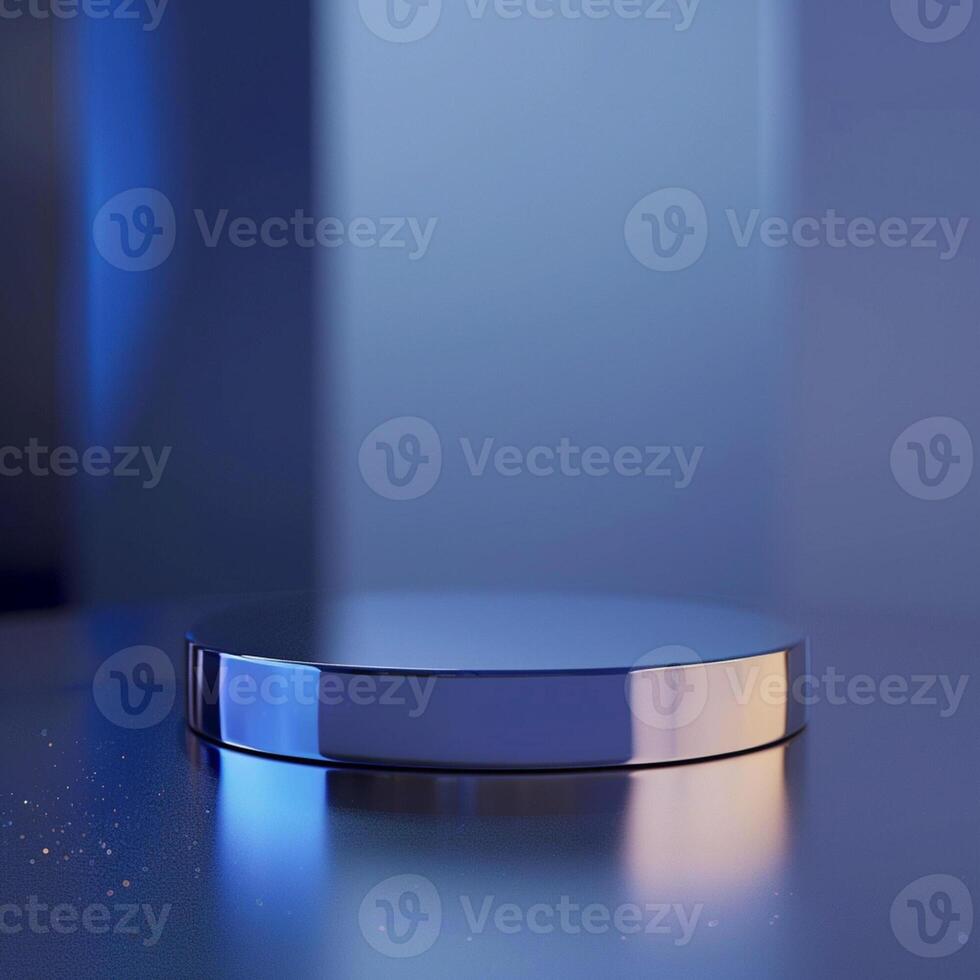 A blue and silver object on a table photo