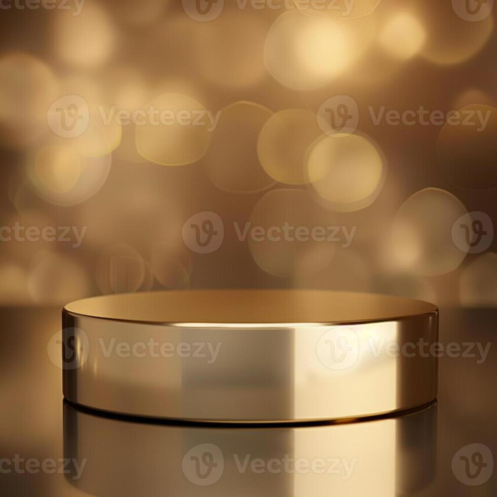 Golden round table with a shiny surface photo