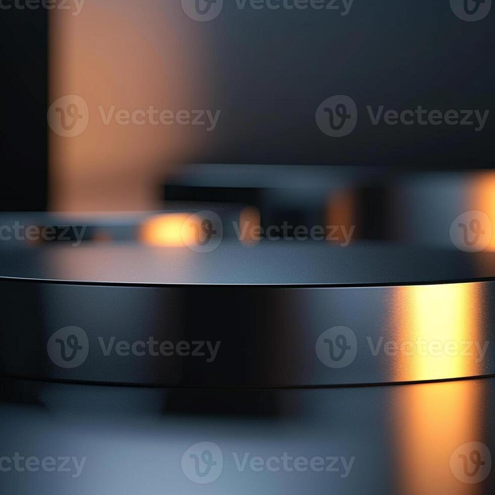 A black table with a circular object in the middle photo