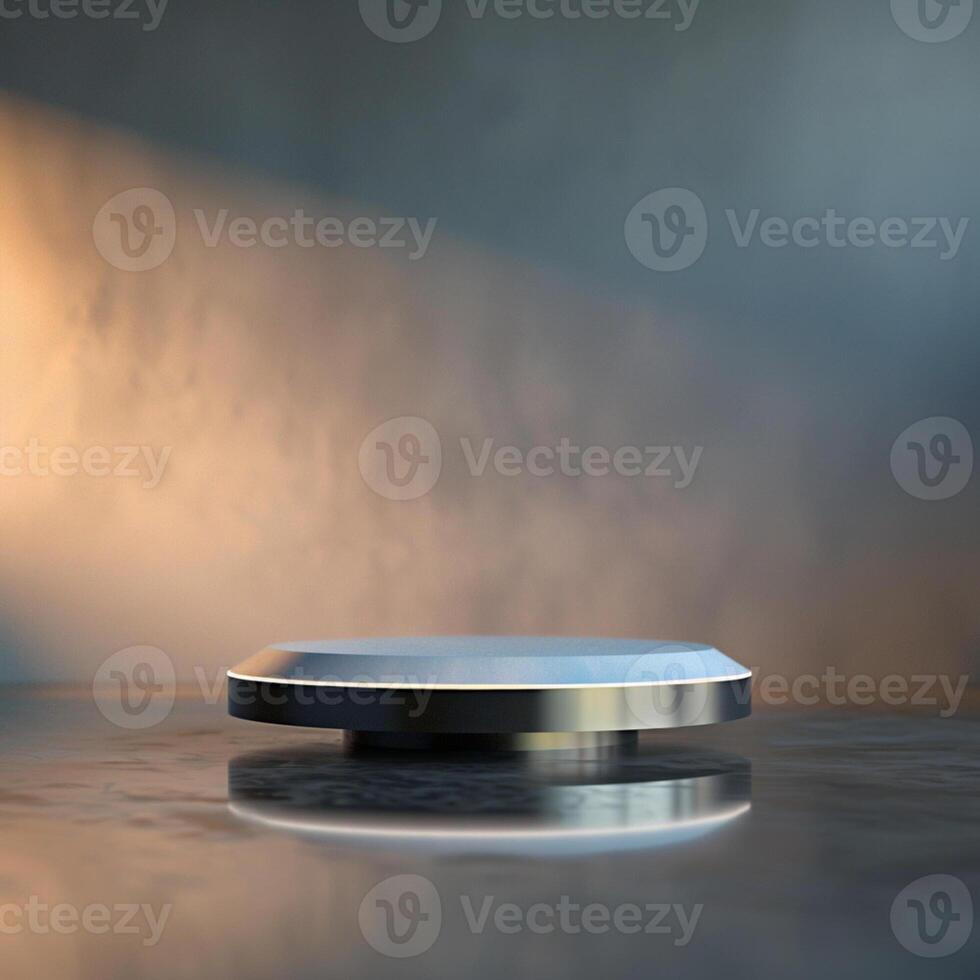 A metal plate on a table with a light shining on it photo