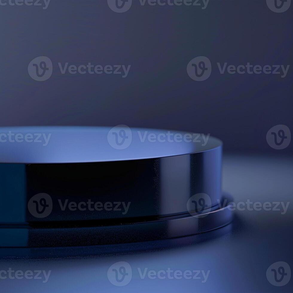 A black object on a table with a blue background photo