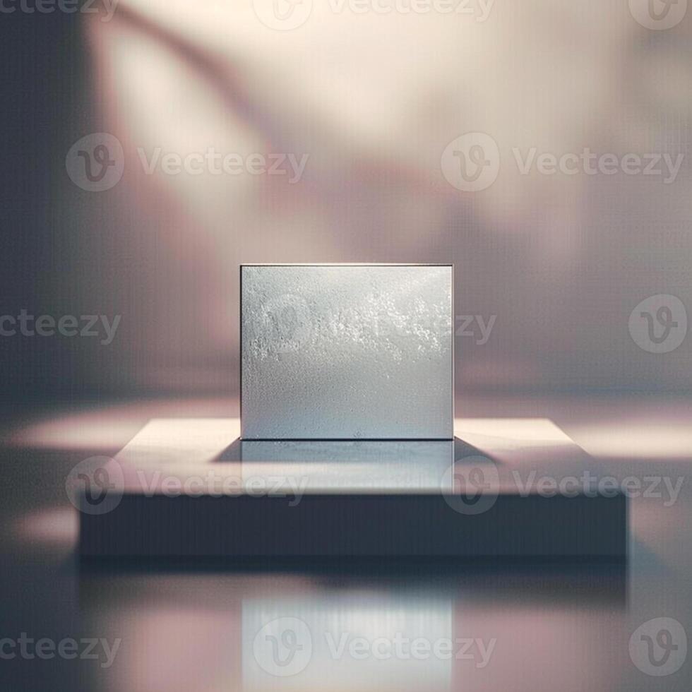 A white box sitting on a table in front of a bright light photo