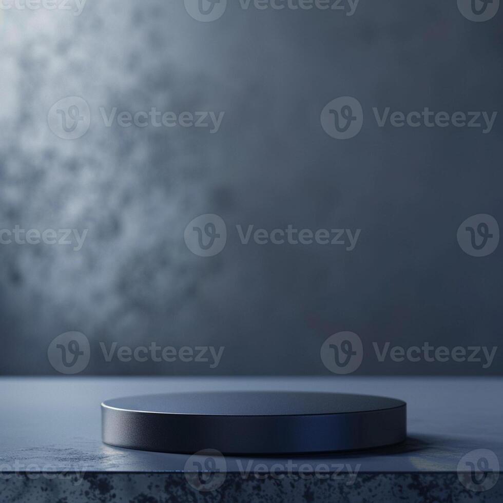 An empty black round table on a table photo