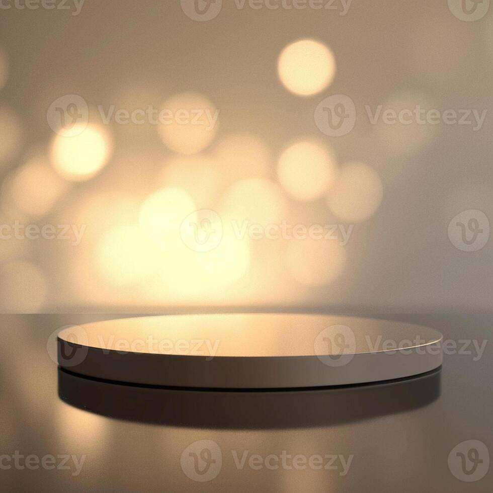 An empty round table with a light shining on it photo