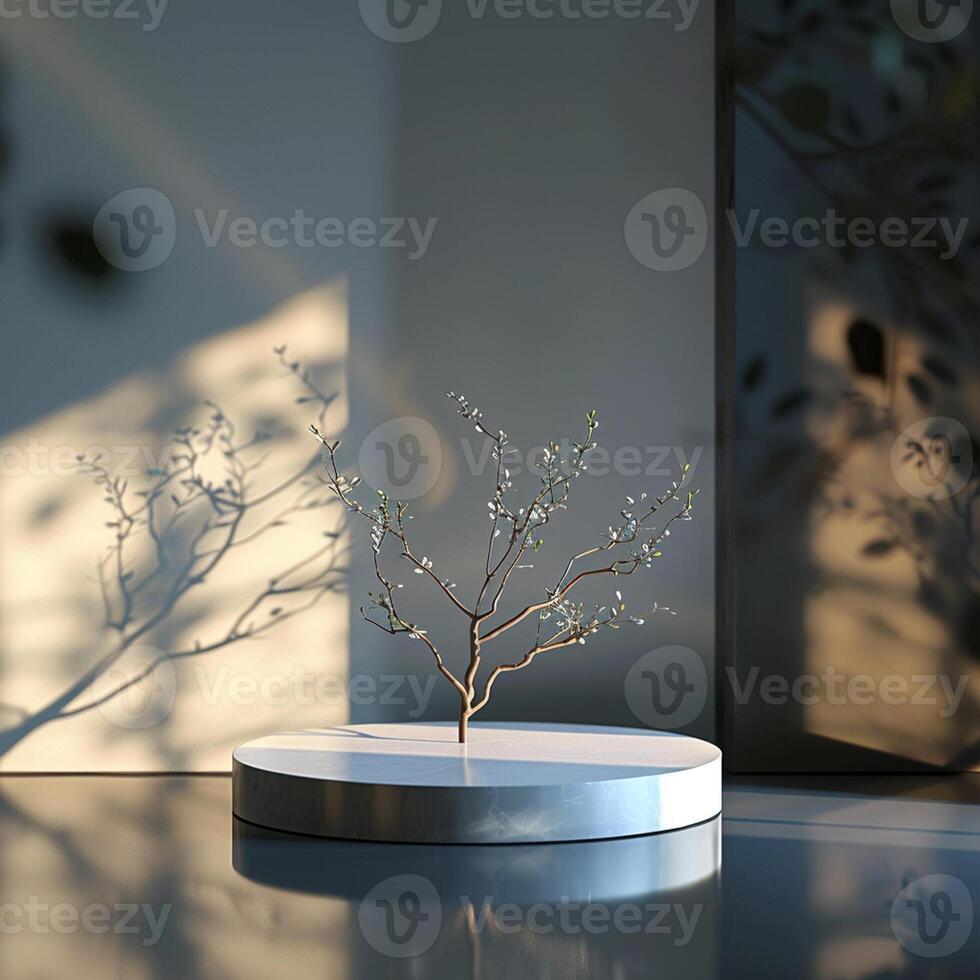 A small tree is sitting on a table photo