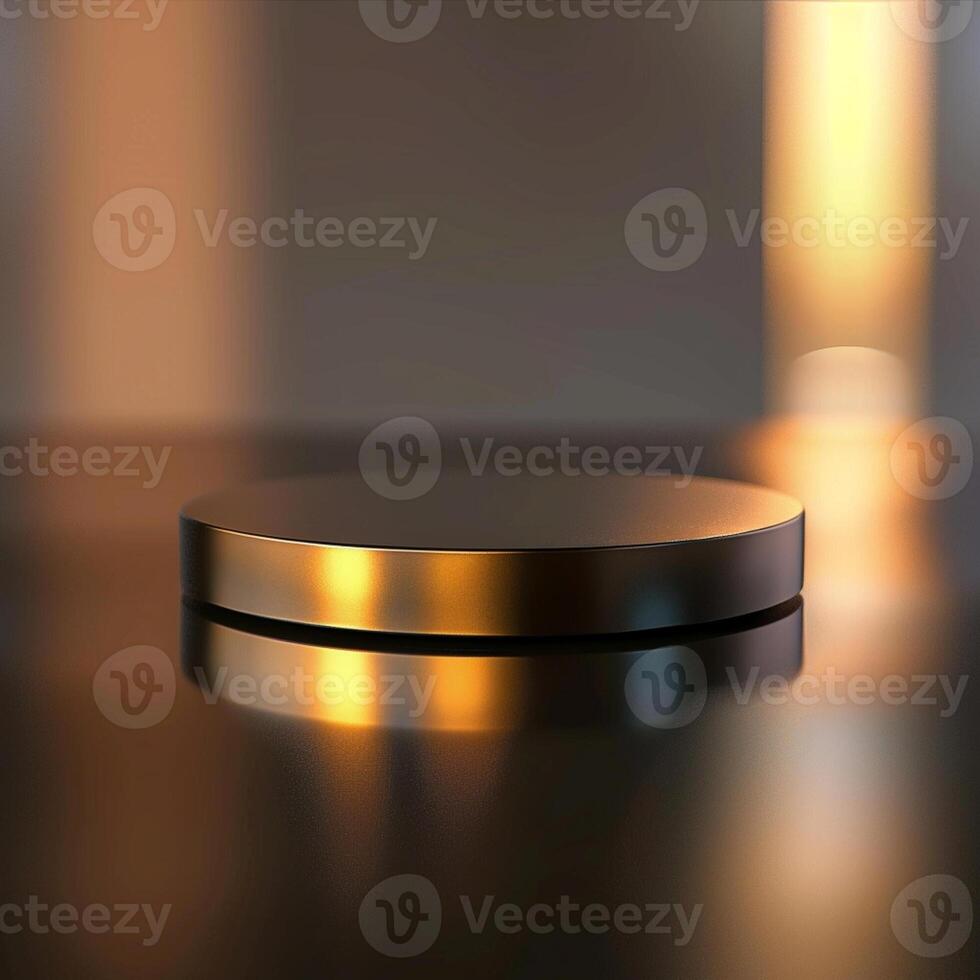 A round object on a table with a light behind it photo