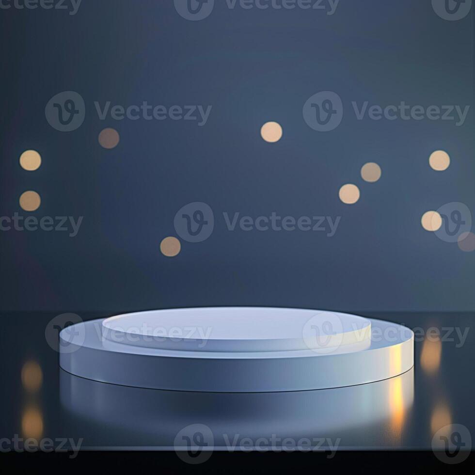 An empty podium with lights on the background photo