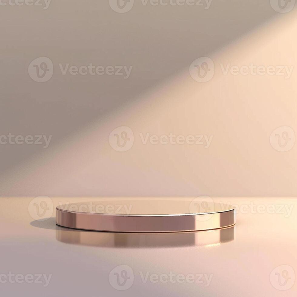 A round table with a white surface in front of a wall photo