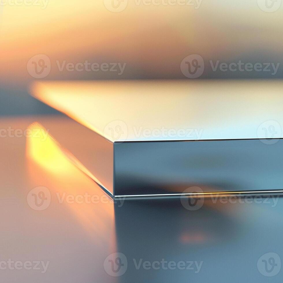A close up of a metal box on a table photo
