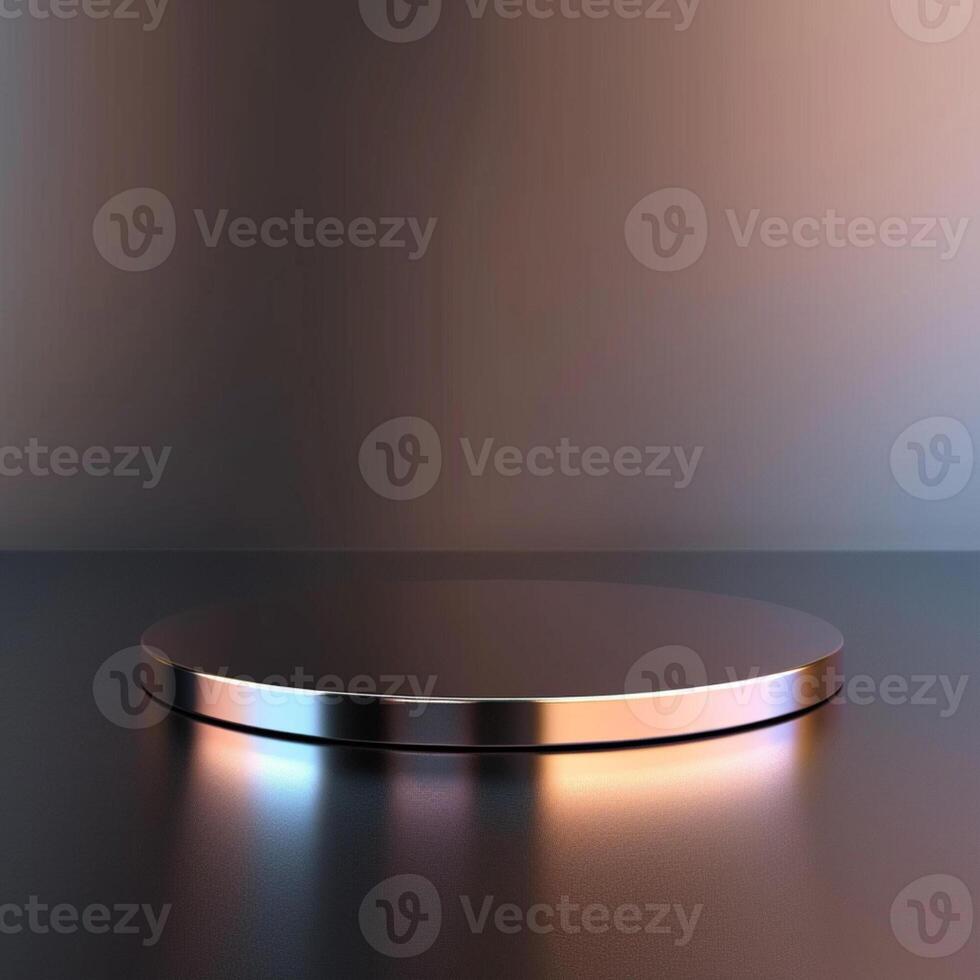 3d render of a round metal podium on a dark background photo